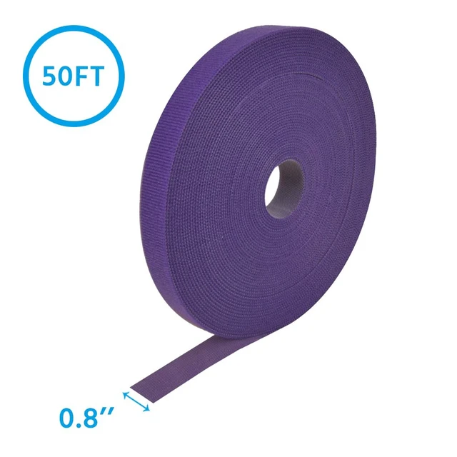 Alt view image 6 of 7 - 50Ft 0.8" Width Hook and Loop Fastening Strap Tape Cable Tie Roll (Purple)