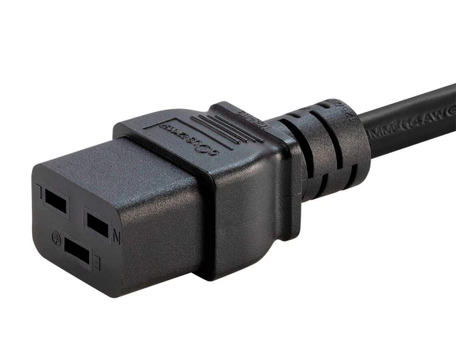 Alt view image 6 of 6 - Heavy Duty Power Cord - Locking NEMA L6-20P to IEC 60320 C19, 20 Amp, 2500 Watt, 250 Volt, 12AWG, 6 Feet, Black