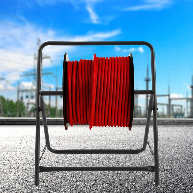 Alt view image 2 of 7 - Single Axle Cable Caddy, Single Axle Industrial Rack Dispenser Rack Commercial Industrial Grade Steel Wire Rack Foldable Electrical Wires Dolly Spinne for Cable Reels