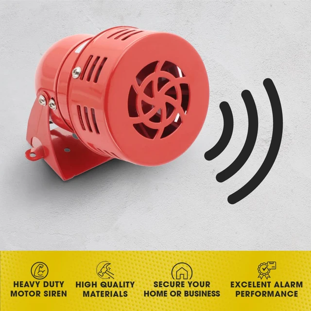 Alt view image 6 of 6 - Motor Horn Buzzer Siren 12V Decibel Security (116 Decibels), MS-190 Siren for Home, Residential Areas, Industries, Stores and Control Systems