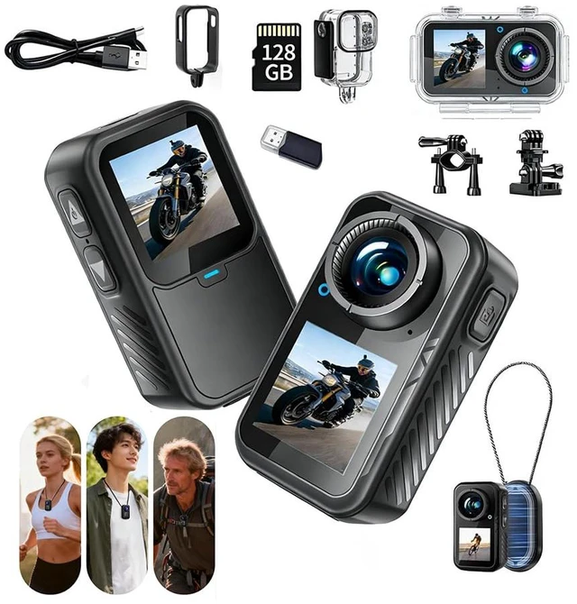 Main image of 4K Chest Camera with Dual Screen,Magnetic Thumb 128G Waterproof Motorcycle Camera with EIS Stabilization,Wearable POV Pocket Action Cam,for Running Cycling Swimming Hiking Adventures Motorcycle