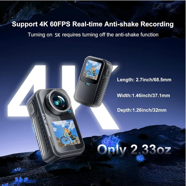 Alt view image 4 of 7 - 4K Chest Camera with Dual Screen,Magnetic Thumb 128G Waterproof Motorcycle Camera with EIS Stabilization,Wearable POV Pocket Action Cam,for Running Cycling Swimming Hiking Adventures Motorcycle