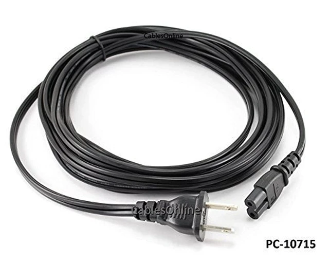 Alt view image 2 of 2 - CablesOnline, 15ft 2-Prong Figure-8 Replacement Non-Polarized Computer Power Cord Cable, PC-10715