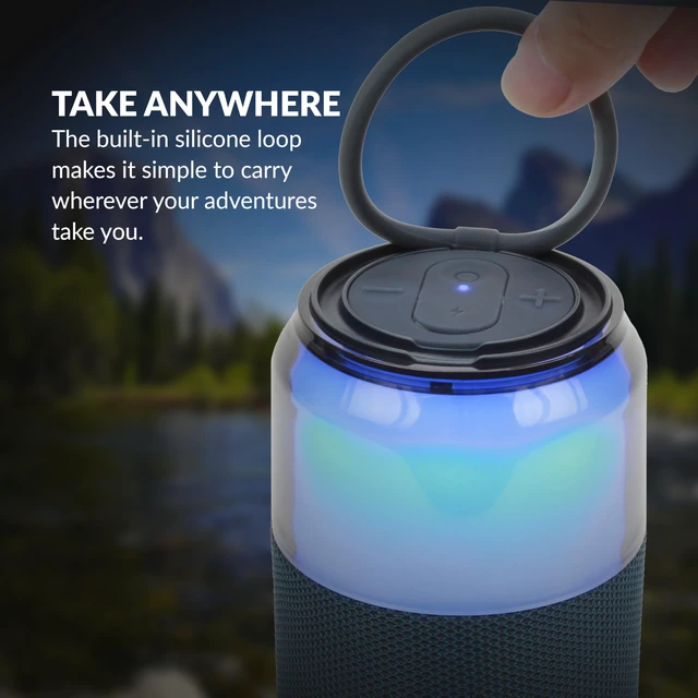 Alt view image 4 of 7 - SC-2335BT SodaBoom Multi-Color Glowing Portable Bluetooth Speaker with 4-Mode LED Light Show, TWS Pairing, USB Input, 1800mAh Battery, Silicone Carry Loop, Dust Cover, 10W Peak Power