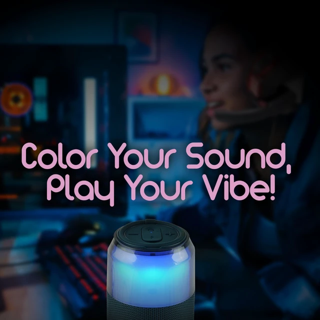 Alt view image 5 of 7 - SC-2335BT SodaBoom Multi-Color Glowing Portable Bluetooth Speaker with 4-Mode LED Light Show, TWS Pairing, USB Input, 1800mAh Battery, Silicone Carry Loop, Dust Cover, 10W Peak Power