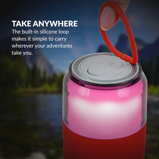 Alt view image 4 of 7 - SC-2335BT SodaBoom Multi-Color Glowing Portable Bluetooth Speaker with 4-Mode LED Light Show, TWS Pairing, USB Input, 1800mAh Battery, Silicone Carry Loop, Dust Cover, 10W Peak Power