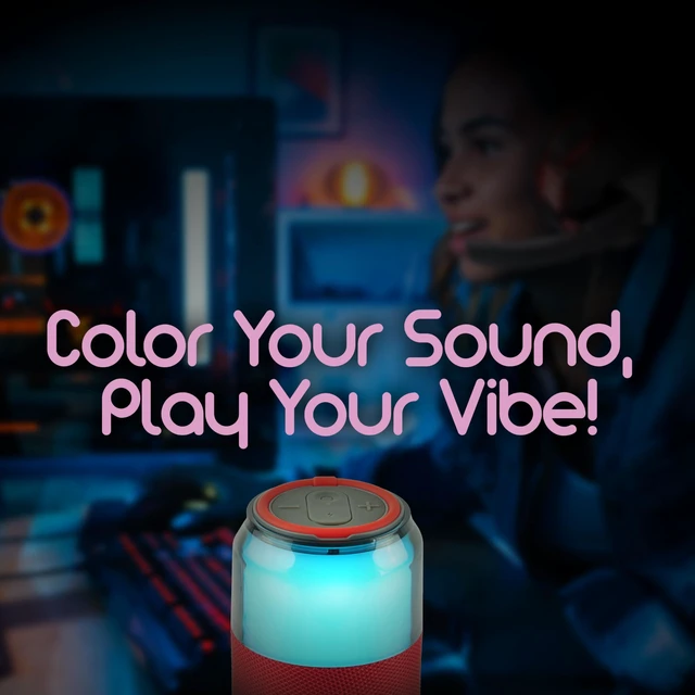Alt view image 5 of 7 - SC-2335BT SodaBoom Multi-Color Glowing Portable Bluetooth Speaker with 4-Mode LED Light Show, TWS Pairing, USB Input, 1800mAh Battery, Silicone Carry Loop, Dust Cover, 10W Peak Power