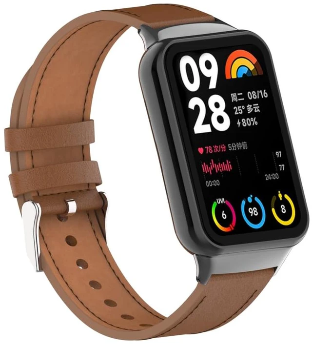 Alt view image 2 of 7 - Mi Band 8 Pro Fashion Metal Leather Bracelet Replacement Wristbands Strap Compatible for Xiaomi 8/9 Pro/Redmi Smartwatch 4/5Not included Tracker