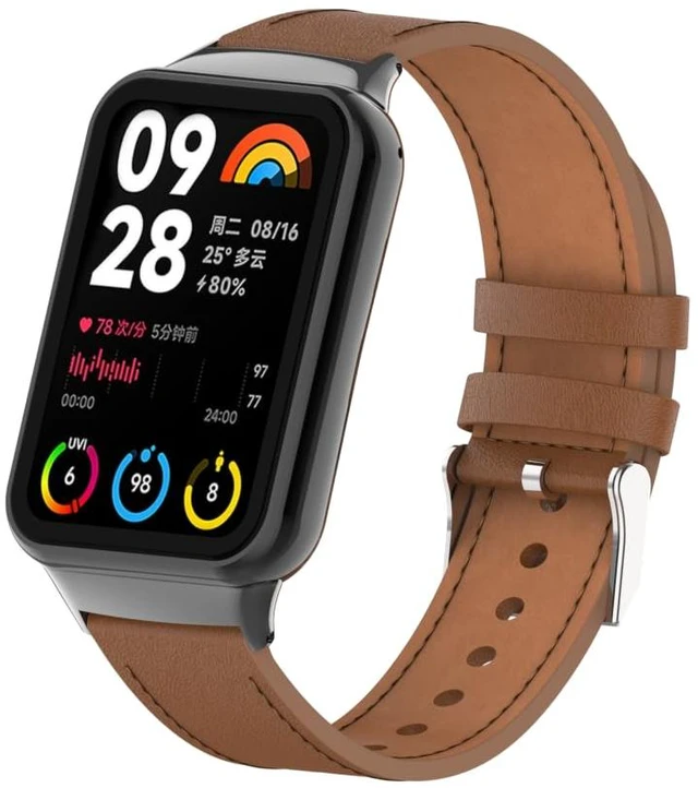 Alt view image 3 of 7 - Mi Band 8 Pro Fashion Metal Leather Bracelet Replacement Wristbands Strap Compatible for Xiaomi 8/9 Pro/Redmi Smartwatch 4/5Not included Tracker