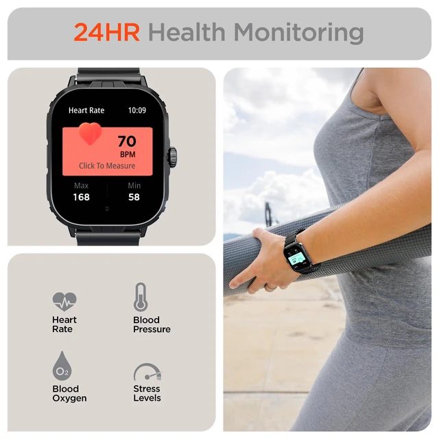 Alt view image 3 of 7 - FIT X2 Smartwatch + Fitness Tracker 2" Large IPS LCD Display, Heart Rate, Blood Oxygen, Sleep Quality & More, 100+ Exercise Modes, GPS Route Mapping & Strength Training Programs