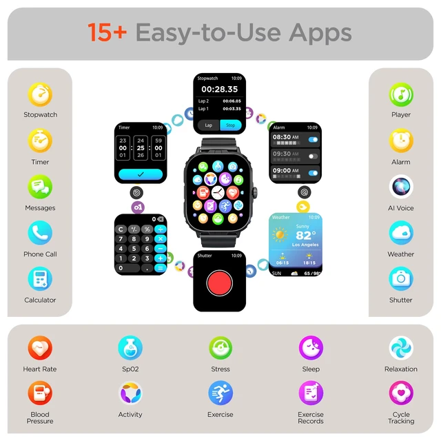 Alt view image 7 of 7 - FIT X2 Smartwatch + Fitness Tracker 2" Large IPS LCD Display, Heart Rate, Blood Oxygen, Sleep Quality & More, 100+ Exercise Modes, GPS Route Mapping & Strength Training Programs