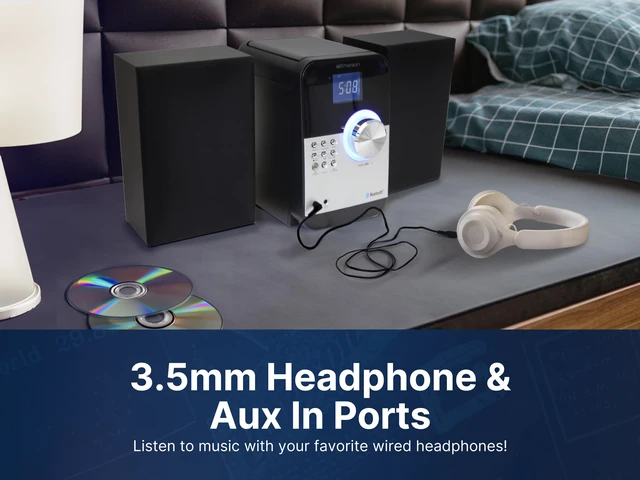Alt view image 5 of 7 - ES-4000 Bluetooth Micro Music System with MP3 CD Player - FM Radio - Alarm Clock - AUX Input - LED Display - Compact Design - Remote Control