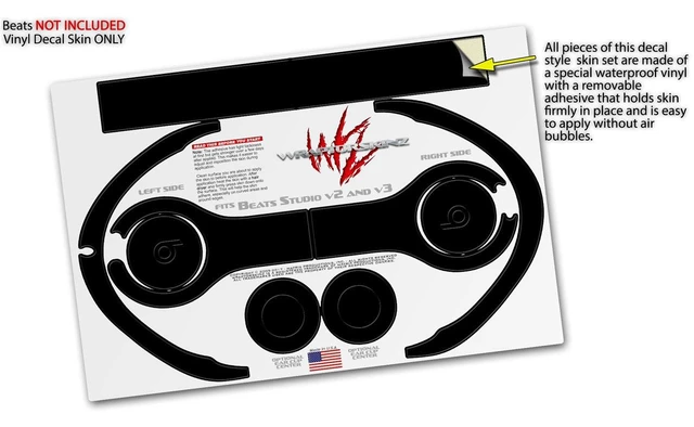 Alt view image 3 of 4 - Skin Decal Wrap Compatible with Beats Studio 2 and 3 Wired and Wirelesss Solids Collection Color Black Skin Only Headphones NOT Included