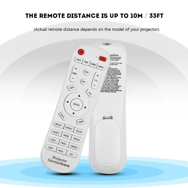 Alt view image 3 of 6 - Projector Universal Remote Control Universal Replacement Controller for Projector White(Note The Applicable Model)