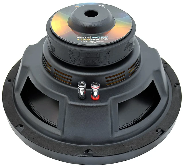 Alt view image 3 of 7 - 12" Subwoofer Single 4 Ohm 600 Watt Rhythm Series Budget deep bass upgrade, easy wiring, durable cone build, great first system, 12 inch size