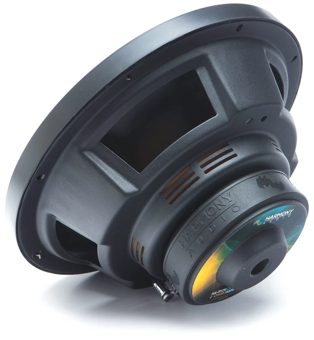 Alt view image 5 of 7 - 12" Subwoofer Single 4 Ohm 600 Watt Rhythm Series Budget deep bass upgrade, easy wiring, durable cone build, great first system, 12 inch size