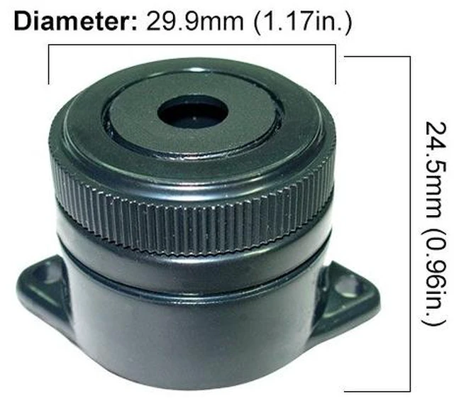 Alt view image 2 of 4 - VIS-BZ-100 Piezo Buzzer for Access Control, Door Alert, 90 dB ABS Housing, 12V DC, 20 mA Draw, Buzz-In and Intercom Systems, Low Power Consumption, 1.17 in Diameter