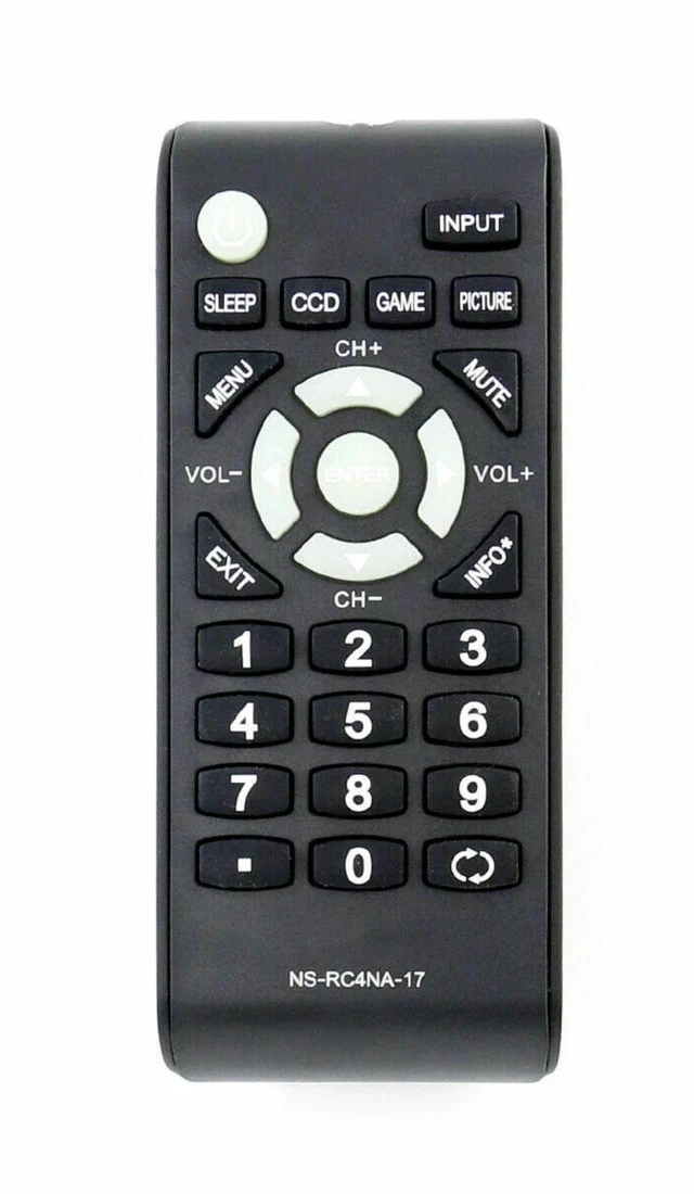 Main image of NS-RC4NA-17 TV Remote Control for Insignia TV in Living Rooms or Rooms Size approximately About 5 x 2 x 1 in, Replacement Remote Compatible Models NS-24D510MX17 NS-19D220MX16-A NS-19D220NA16-A
