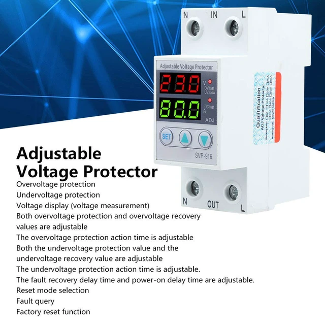 Alt view image 2 of 7 - Voltage Protector Over Under Voltage Adjustable 3PCS SVP-916 100-130VAC for Electrical Equipment Delay Reset