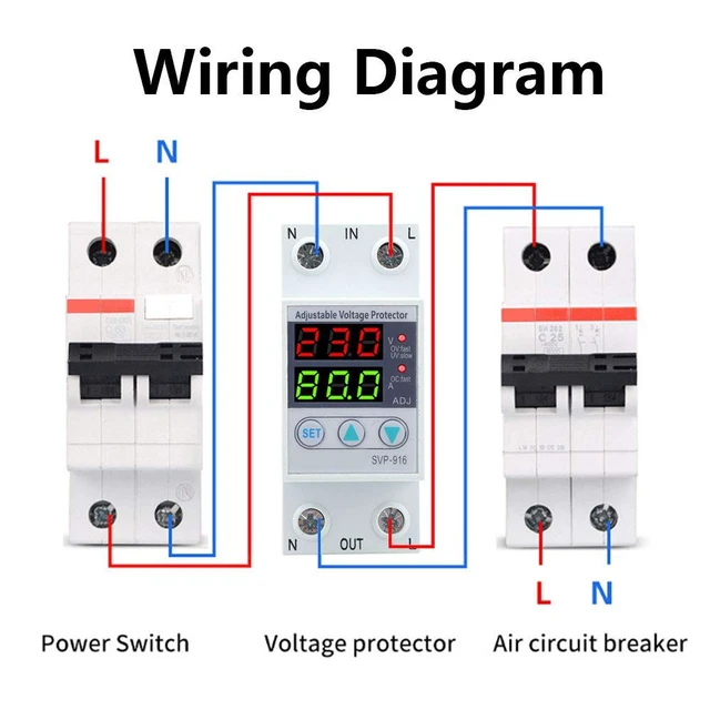 Alt view image 3 of 7 - Voltage Protector Over Under Voltage Adjustable 3PCS SVP-916 100-130VAC for Electrical Equipment Delay Reset