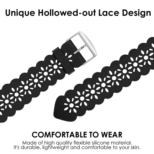 Alt view image 6 of 7 - Compatible with Garmin Venu X1 Bands, Quick Release Silicone Lace Slim Thin Hollow-Out Replacement Straps Compatible with Garmin Venu X1 Smartwatch