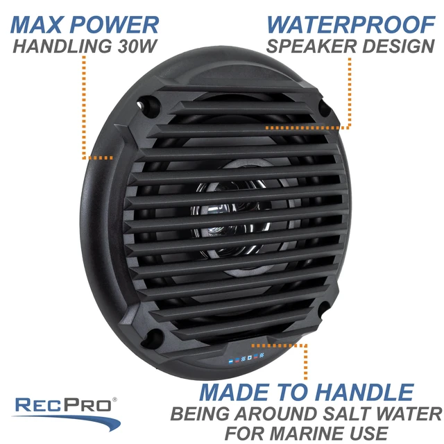 Alt view image 3 of 7 - 6.5" RV Marine Speakers, Coaxial, Pair, Black (2 Pack)