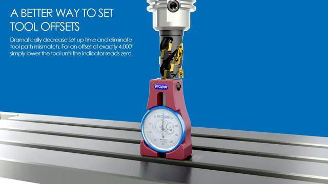 Alt view image 3 of 6 - 04-000 Pro Touch Off Gage CNC Milling Machine Z Axis Tool Setter, 4" Offset, Large 2.2" Dial, Hardened Stainless Contact Face, HighAccuracy 0.0002" Repeatability, Padded Case