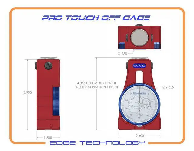 Alt view image 6 of 6 - 04-000 Pro Touch Off Gage CNC Milling Machine Z Axis Tool Setter, 4" Offset, Large 2.2" Dial, Hardened Stainless Contact Face, HighAccuracy 0.0002" Repeatability, Padded Case