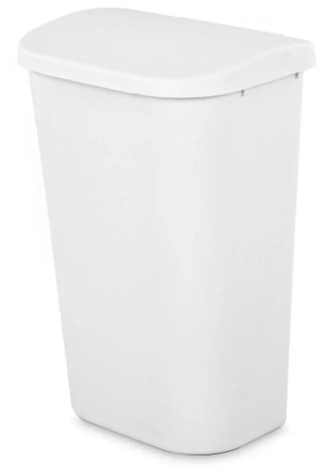 Main image of 11.3 Gallon D Shape Flat Side Lift Top Lid Wastebasket Trash Can for Kitchen, Home Office, and Garage, or Workspace, White (12 Pack)