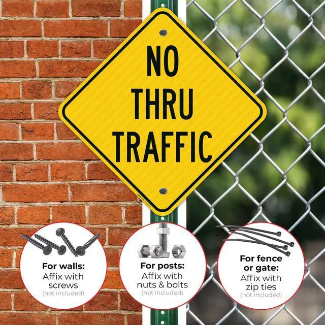 Alt view image 2 of 6 - No Thru Traffic Sign, (SI-72817) 18x18 Inches, 3M EGP Reflective with Post & Cast Iron Base Stand Set Made in USA by