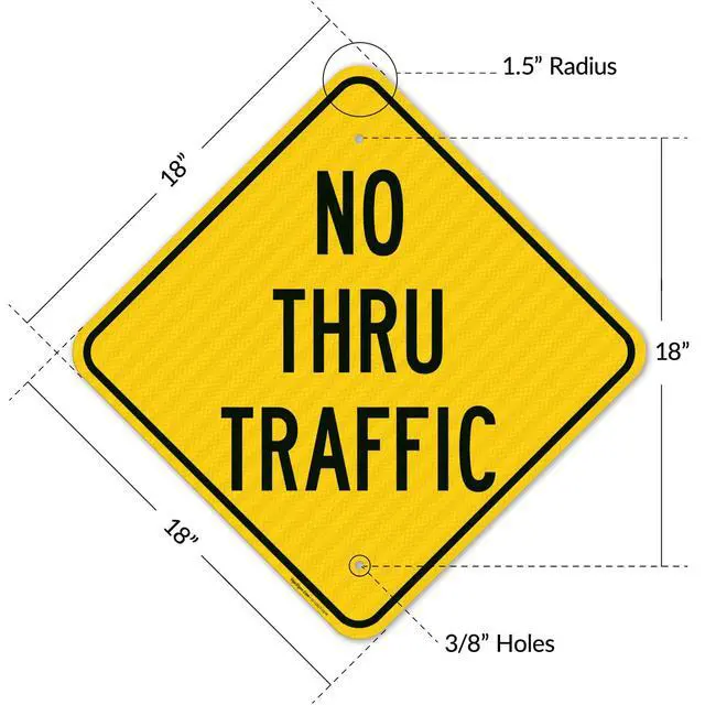 Alt view image 3 of 6 - No Thru Traffic Sign, (SI-72817) 18x18 Inches, 3M EGP Reflective with Post & Cast Iron Base Stand Set Made in USA by