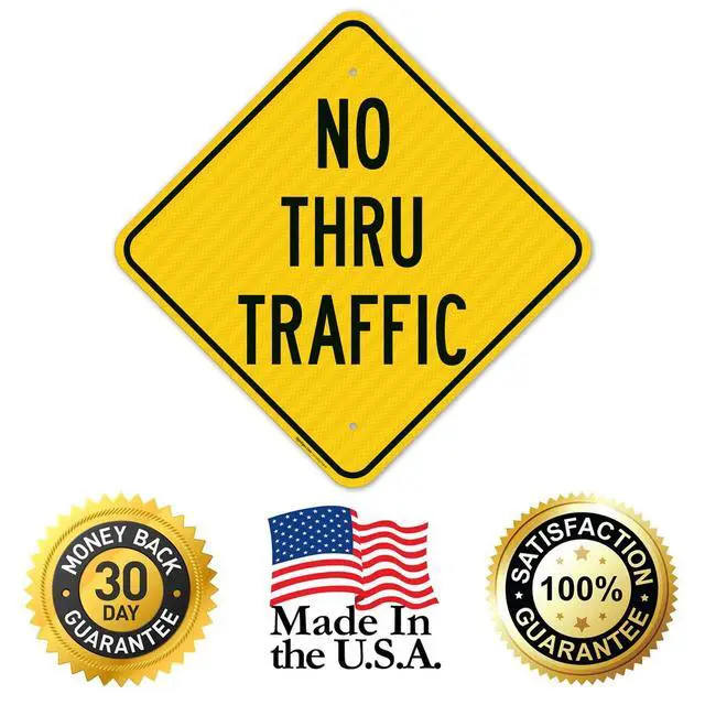 Alt view image 4 of 6 - No Thru Traffic Sign, (SI-72817) 18x18 Inches, 3M EGP Reflective with Post & Cast Iron Base Stand Set Made in USA by