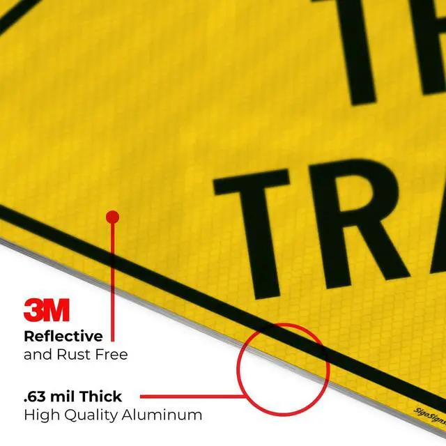 Alt view image 5 of 6 - No Thru Traffic Sign, (SI-72817) 18x18 Inches, 3M EGP Reflective with Post & Cast Iron Base Stand Set Made in USA by