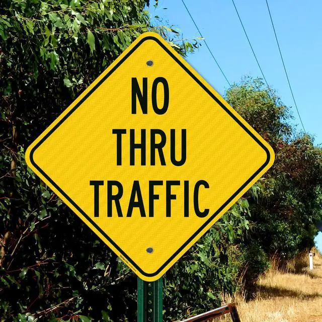 Alt view image 6 of 6 - No Thru Traffic Sign, (SI-72817) 18x18 Inches, 3M EGP Reflective with Post & Cast Iron Base Stand Set Made in USA by