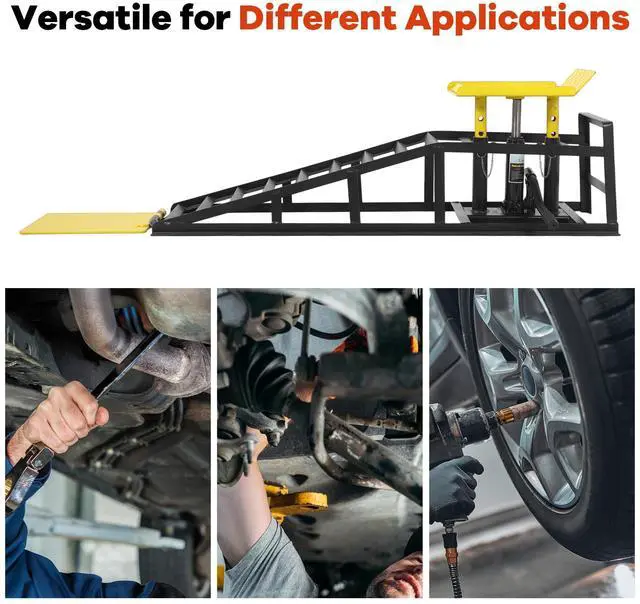 Alt view image 4 of 6 - 2PCS 5T Hydraulic Car Ramps, 11060 Lbs Heavy Duty Portable Vehicle Lift Ramps, Auto Hydraulic Service Ramps for Oil Change Vehicle Maintenance, Ideal for Home Garage Repair & Mens Gift