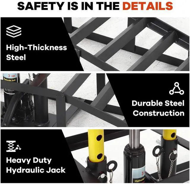 Alt view image 5 of 6 - 2PCS 5T Hydraulic Car Ramps, 11060 Lbs Heavy Duty Portable Vehicle Lift Ramps, Auto Hydraulic Service Ramps for Oil Change Vehicle Maintenance, Ideal for Home Garage Repair & Mens Gift