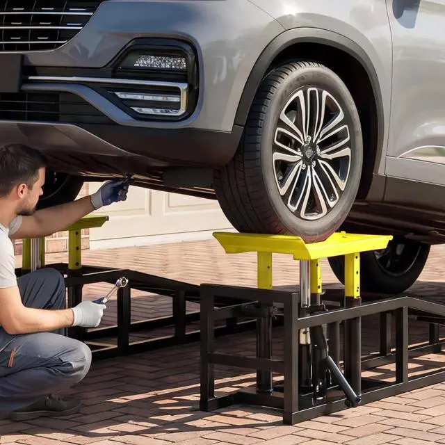 Alt view image 6 of 6 - 2PCS 5T Hydraulic Car Ramps, 11060 Lbs Heavy Duty Portable Vehicle Lift Ramps, Auto Hydraulic Service Ramps for Oil Change Vehicle Maintenance, Ideal for Home Garage Repair & Mens Gift