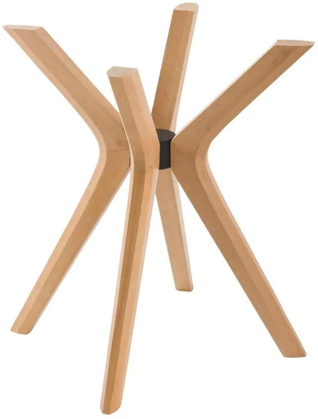 Main image of Mid Century Solid Beech Wood Modern Dining Table Base Only, Pedestal Table Bases, Wooden Legs for Kitchen Tables, Glass Top Wood Top Assembly Tools (Glass Tabletop Anti-Slip Pads, Unfinished)