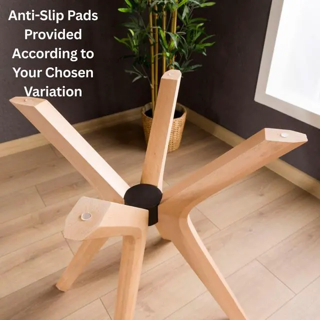 Alt view image 3 of 5 - Mid Century Solid Beech Wood Modern Dining Table Base Only, Pedestal Table Bases, Wooden Legs for Kitchen Tables, Glass Top Wood Top Assembly Tools (Glass Tabletop Anti-Slip Pads, Unfinished)