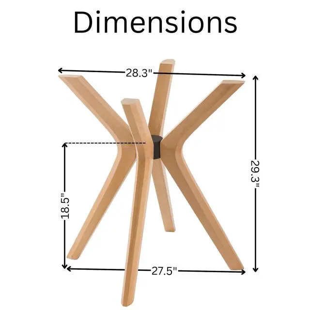 Alt view image 4 of 5 - Mid Century Solid Beech Wood Modern Dining Table Base Only, Pedestal Table Bases, Wooden Legs for Kitchen Tables, Glass Top Wood Top Assembly Tools (Glass Tabletop Anti-Slip Pads, Unfinished)
