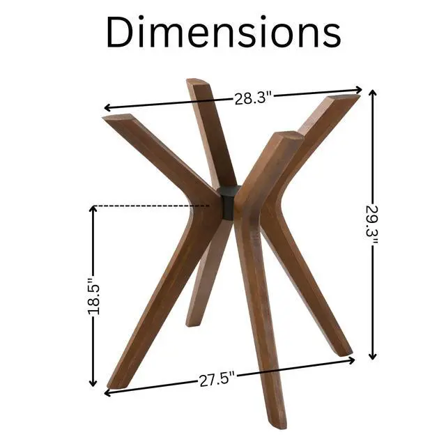 Alt view image 5 of 5 - Mid Century Solid Beech Wood Modern Dining Table Base Only, Pedestal Table Bases, Wooden Legs for Kitchen Tables, Glass Top Wood Top Assembly Tools (Glass Tabletop Anti-Slip Pads, Walnut)