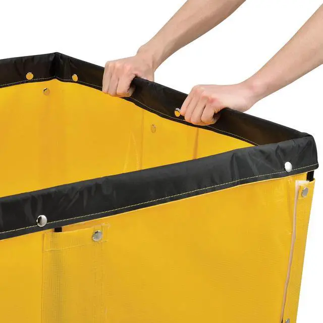 Alt view image 3 of 6 - 12 Bushel, Yellow Vinyl Basket Bulk Truck, Unassembled, 36" L x 26" W x 33-1/2"H, Rolling Laundry Cart, Commercial Material Handling Cart with 4" Casters