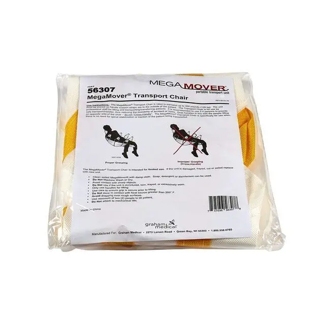Alt view image 3 of 4 - Mega-Mover Transport Chair, 36" x 36", White/Yellow (10/Case)