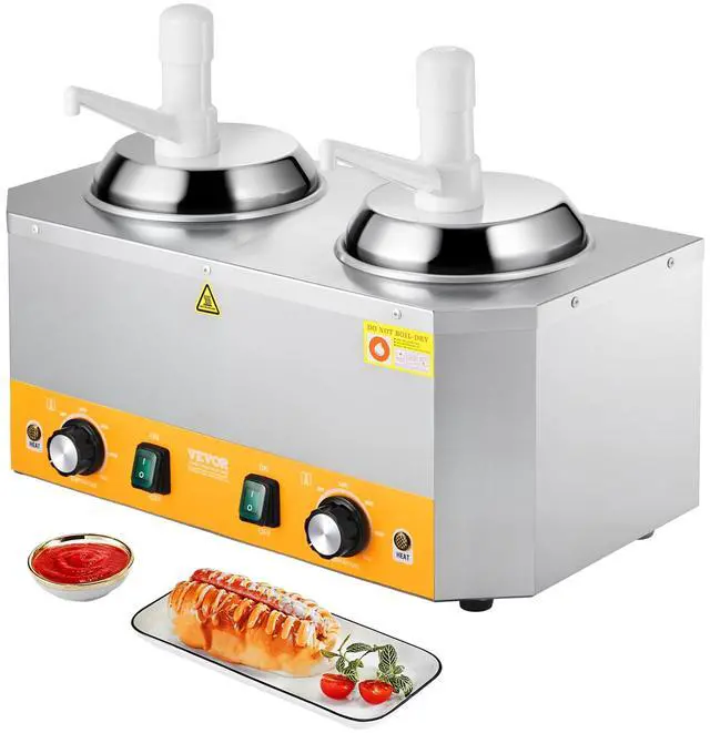 Main image of Electric Cheese Dispenser with Pumps, 2.4x2 L Commercial Hot Fudge Warmer, Plastic Double Pumps Dispenser, 86-230 Temp Adjustable Nacho Cheese Sauce Warmer, for Hot Fudge Cheese Caramel