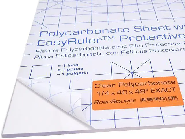Main image of Polycarbonate Clear Plastic Sheet 40" X 48" X 0.236" (1/4") Exact with EasyRuler Film, Shatter Resistant, Easy to Cut, Bend, Mold Than Plexiglass. Window Panel, Hobby, Home, DIY, Industrial, Crafts