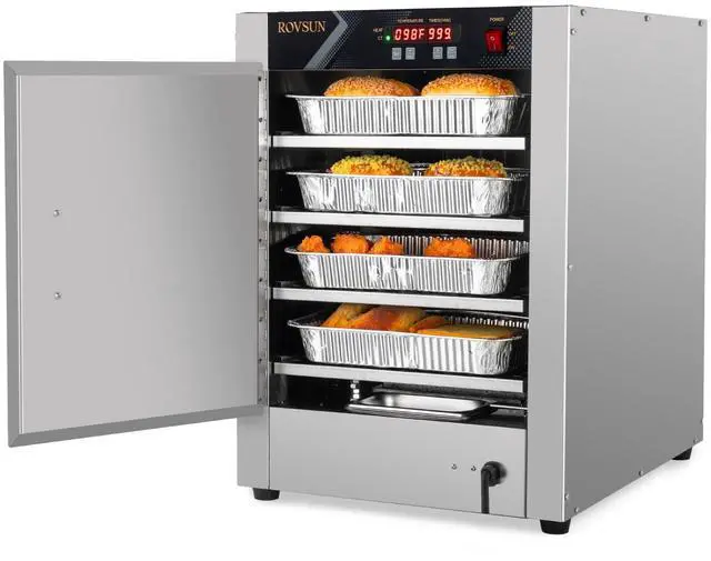 Main image of 4-Tier Pizza Warmer Hot Box Food Warmer w/Removable Shelves Water Tray, Pretzel Warmer Hot Holding Cabinet Commercial Electric Food Warmer Countertop for Catering Buffet Restaurant, 110V 800W