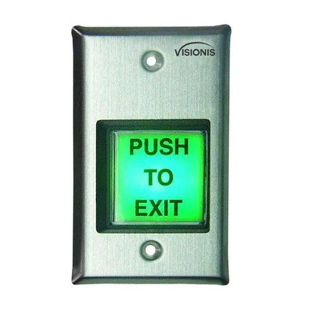 Alt view image 4 of 5 - 4 Pack FPC-7492 VIS-7000 Green Square Push to Exit Button Stainless Steel for Door Access Control with LED Light, NC, COM and NO Outputs