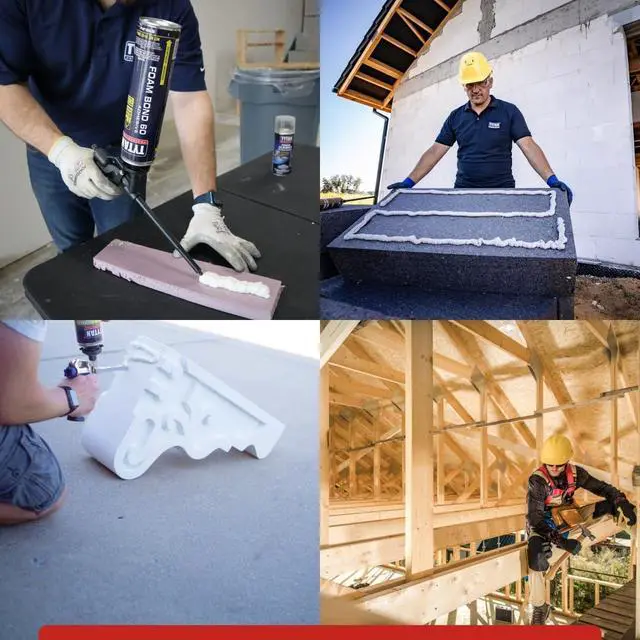 Alt view image 3 of 6 - Foam Bond 60 24 oz Polyurethane Adhesive Fast-Tack, 60-Second Drying, DIY Glue for Foam Panels, Shiplap, Wall Paneling, Board and Batten, Subfloors, Wood (12 Can Kit)