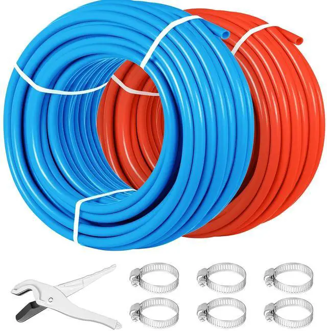 Main image of PEX Tubing Oxygen Barrier - 2 Rolls of 1/2 Inch X 300 Feet Tube Coil - EVOH PEX-B Pipe for Residential Commercial Radiant Floor Heating Pex Pipe (1/2" O2-Barrier, 2x300Ft/Red+Blue)