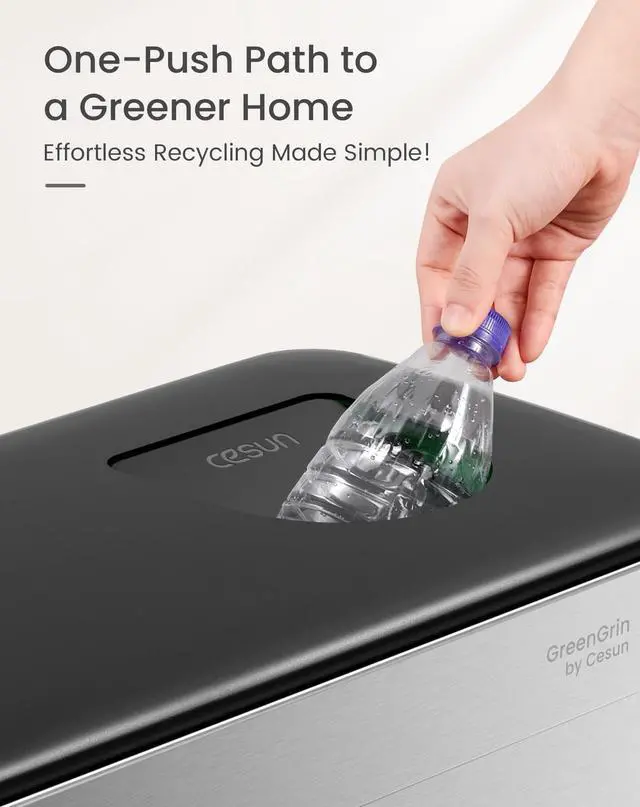 Alt view image 3 of 6 - GreenGrin Kitchen Trash Can, 2x8 Gallon Dual Compartment Trash and Recycle Bin Combo, Double Stainless Steel Step Garbage Can with Lid,Recycling Push Flap,Removable Inner Buckets,30L+30L(Sliver)